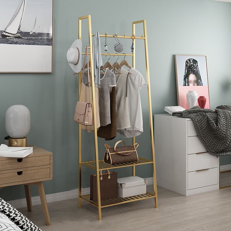 Arbre de salle industriel à entrée avec deux étagères de rangement, support de hall avec deux rails suspendus