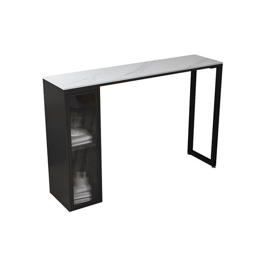 Industrial Style Bar Table Stone Top 42-inch Height Pub Table with Glass Door Clearhalo 'Bar Furniture' 'Bar Tables' 'bar_tables' 'furn' 'furn_bar_tables' 'Furniture' 'furniture_bar_tables' 'Kitchen & Dining Furniture' 1200x1200_836fcac1-998e-4433-86a8-3e2c7390a2ab