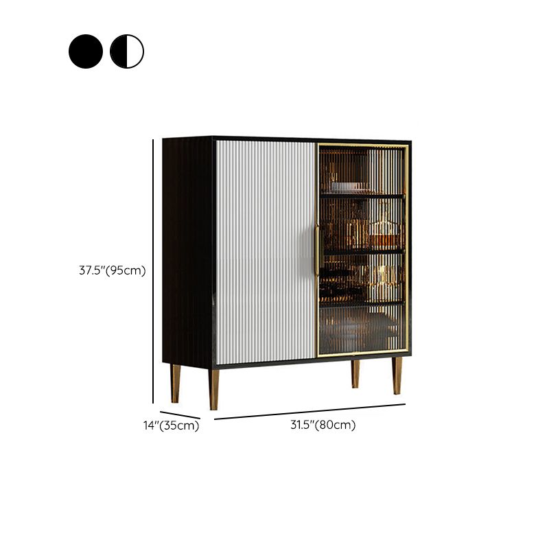 Porte in vetro in legno in stile glam Credenza a buffet con armadi