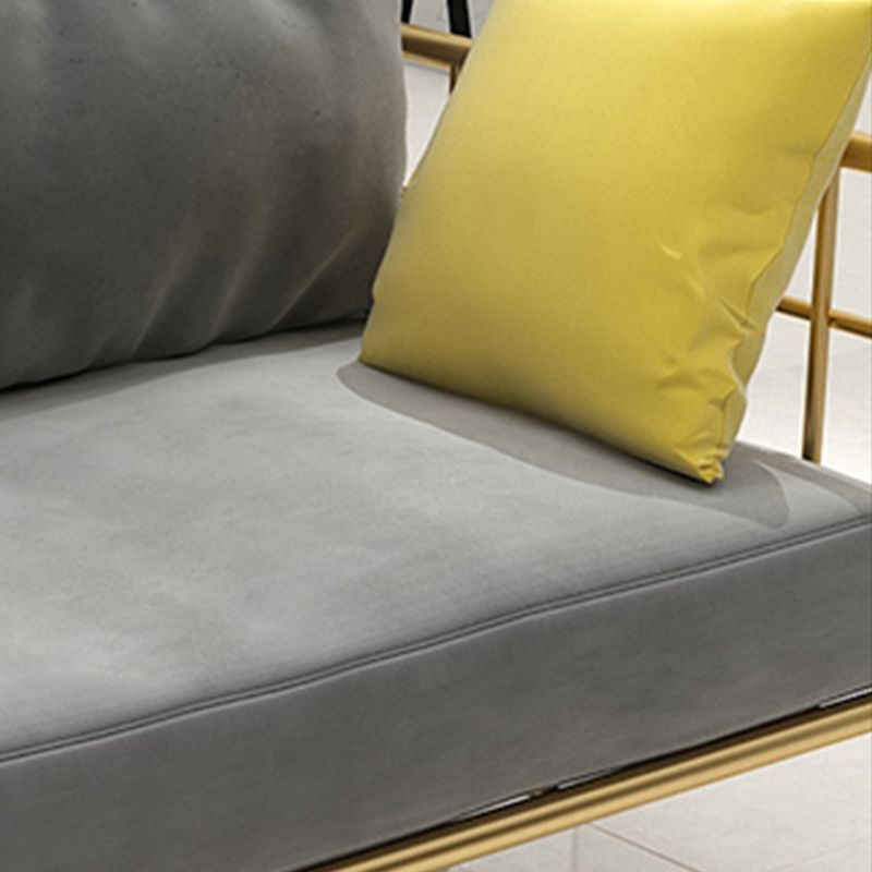 Zeitgenössischer Metallrahmen Samt quadratische Armsofa für Wohnzimmer