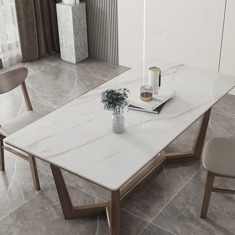 Rectangle Mid-Century Modern Dining Table White Tone Fixed Table with Sintered Stone Clearhalo ' dining_table' 'Dining Tables & Seating' 'Dining Tables' 'furn' 'furn_dining_table' 'Furniture' 'furniture_dining_table' 'Kitchen & Dining Furniture' 'kitchen&dining_furn' 'kitchen' 'kitchen_dining_table' 1200x1200_83759251-f10c-46c3-b64f-0482924e7a72
