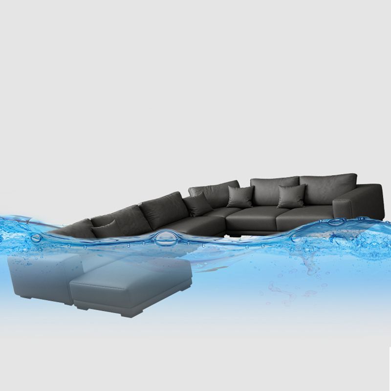 Contemporary Sectional Sofa L-Shape Fabric Slipcovered Sectional