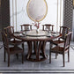 Gray Stone Top Dinette Table with Wooden Base Brown Round Home Dining Table