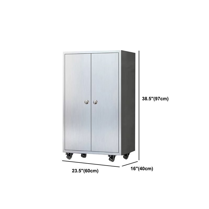 Chrome metalen dressoir met wielen moderne indoor dinerserver met kasten