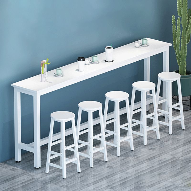 Modern Artificial Wood Bar Table Rectangle Table Metal Base for Cafe Clearhalo 'Bar Furniture' 'furn' 'furn_home_bar_bar_sets' 'Furniture' 'Home Bars & Bar Sets' 'home_bar_bar_sets' 'Kitchen & Dining Furniture' 1200x1200_8376b018-4995-4082-ae6b-99a15747f508