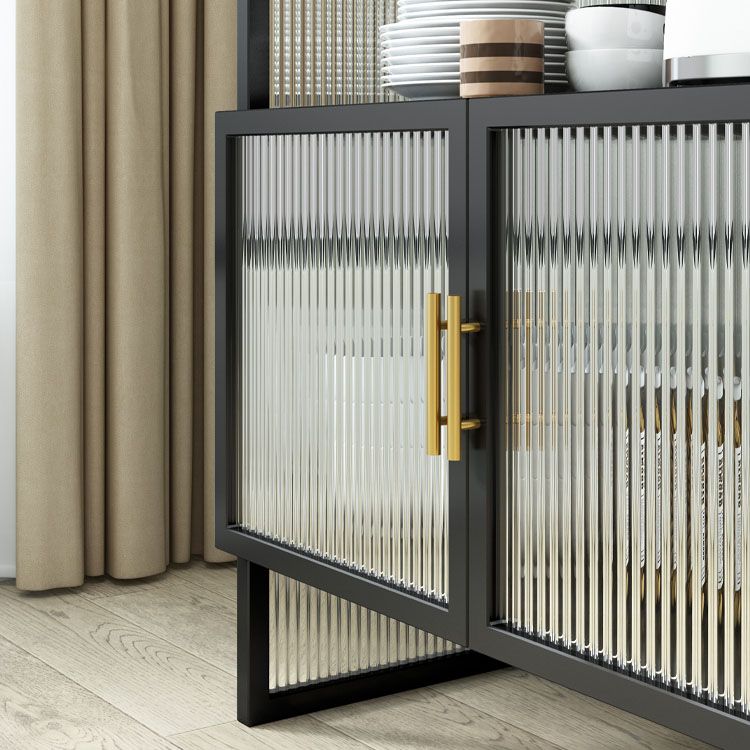 Serveur de restauration glamour avec trame de finition polie à cadre métallique avec portes en verre