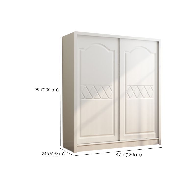 White Wardrobe Closet with Drawer Engineered Wood Wardrobe Armoire
