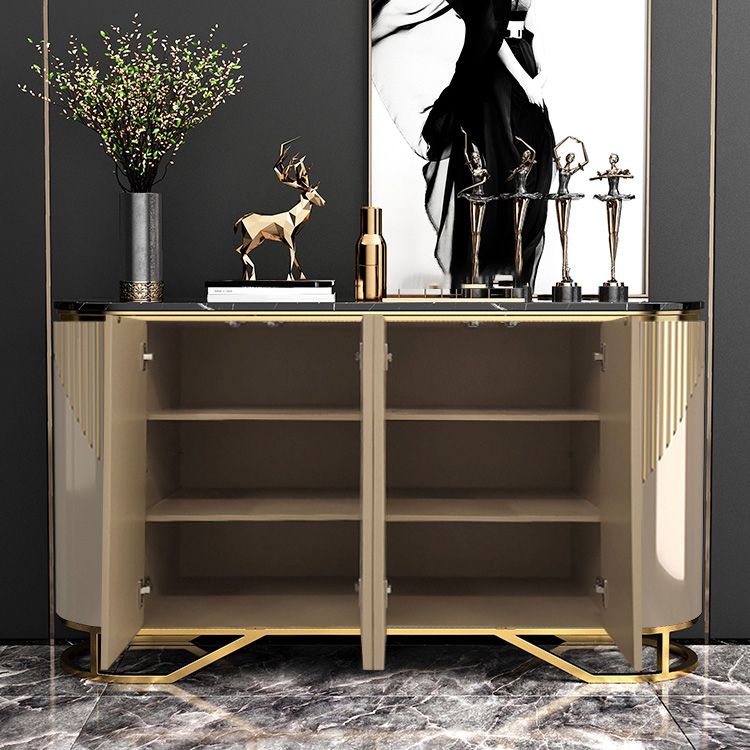 Scheda laterale in pietra da cucina contemporanea con mobili