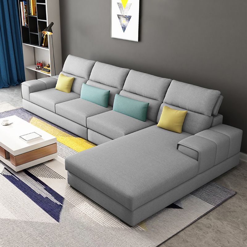 Modern Sectional Sofa with Chaise and Adjustable Head Pillow