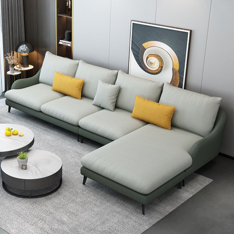 4-Seater L-Shape Sectional with Pillows Back and Slopped Arms Clearhalo 'furn' 'furn_sectionals' 'Furniture' 'Living Room Furniture' 'Sectionals' 1200x1200_837a8a64-72a3-4901-ac8a-47697fec7f91