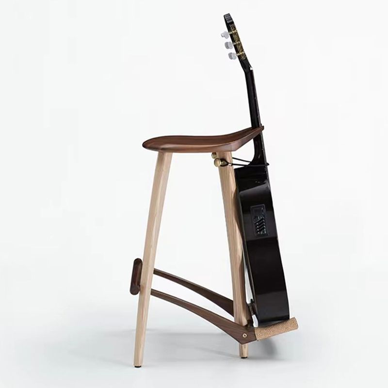 Solid Wood Backless Bar Stools Nordic Style Saddle Seat Bar Stool