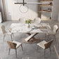 Sintered Stone Dining Table Modern Gold Furniture with Pedestal Steel Base