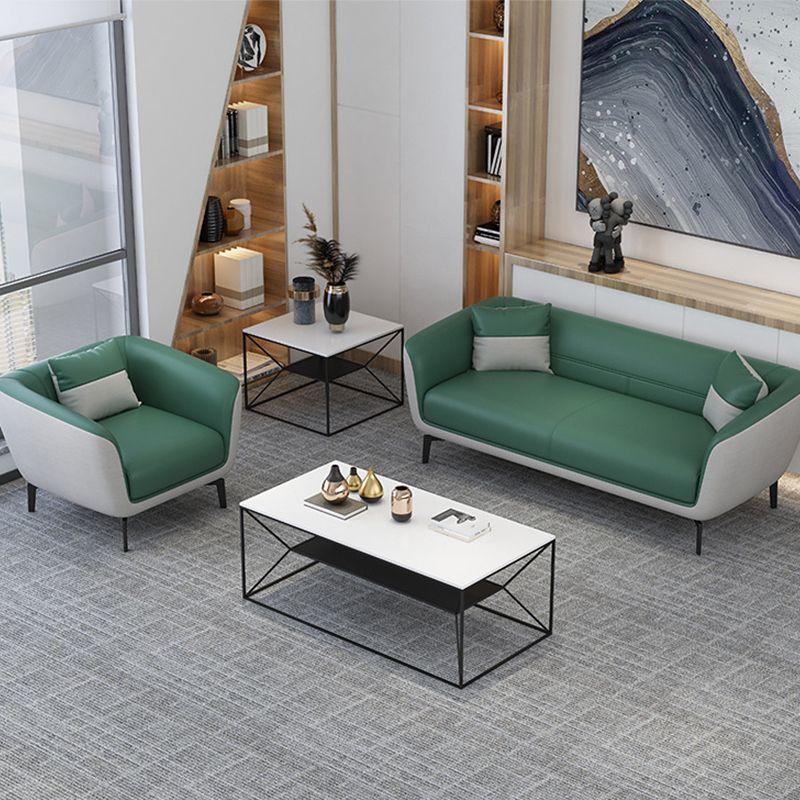 Faux lederen strakke achterbank bank standaard wijd uitlopende armbankbank