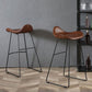 Industrial Faux Leather Bar Stools Metal Barstool in Black and Brown