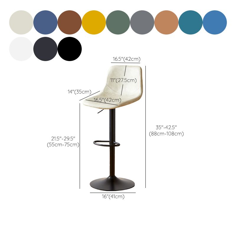Tabouret de comptoir sans accoudoirs à dossier industriel, tabouret de bar réglable en fer avec coussin en cuir