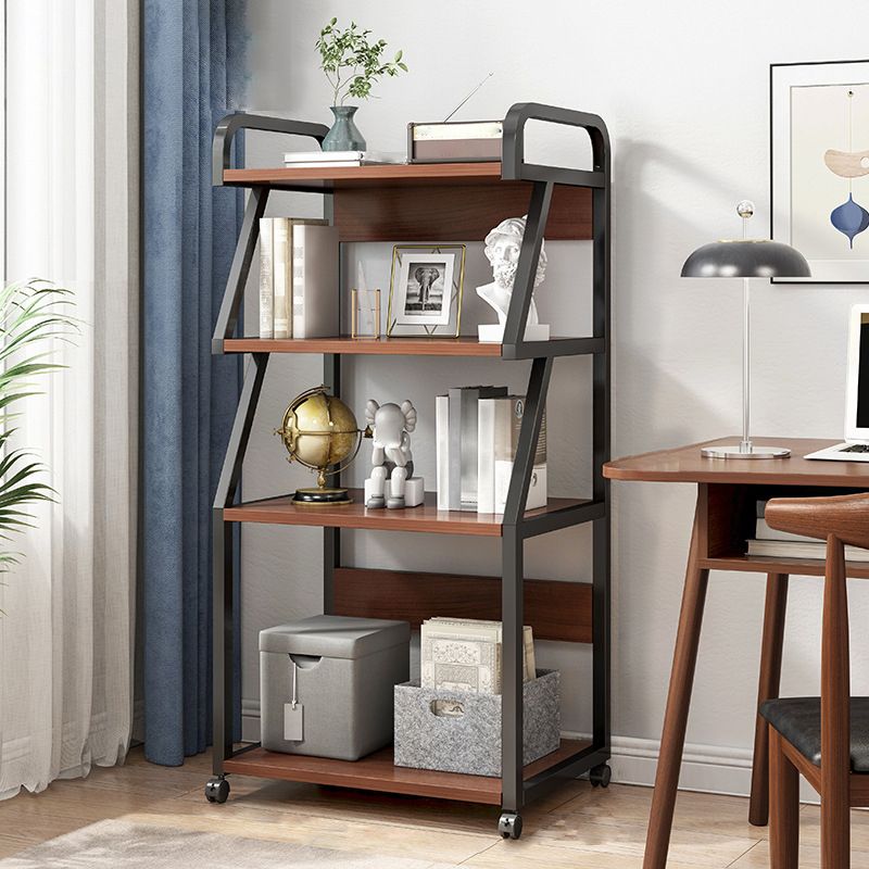 Contemporary Style Bookshelf Casters Bookcase for Study Room and Office