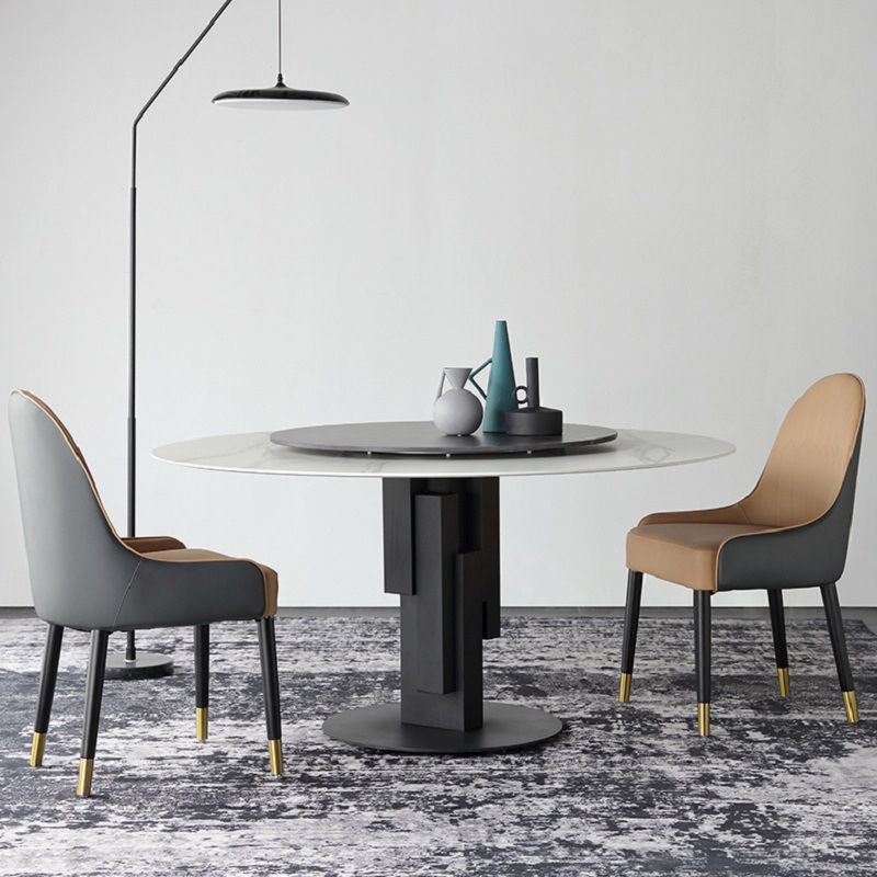 Modern Standard Round Shape Dining Table Sintered Stone Kitchen Dining Table with Pedestal Base Clearhalo ' dining_table' 'Dining Tables & Seating' 'Dining Tables' 'furn' 'furn_dining_table' 'Furniture' 'furniture_dining_table' 'Kitchen & Dining Furniture' 'kitchen&dining_furn' 'kitchen' 'kitchen_dining_table' 1200x1200_83828af1-8d37-42e4-9b2f-b89a745103ee