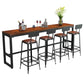 Ensemble de Table de Bar industriel 1/5/9 pièces, Table de comptoir rectangulaire en bois de pin avec tabourets hauts