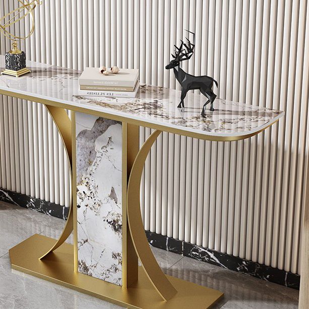 Tabella della console in pietra larga 11,8 "Tabella resistenti a mezza luna tavolino