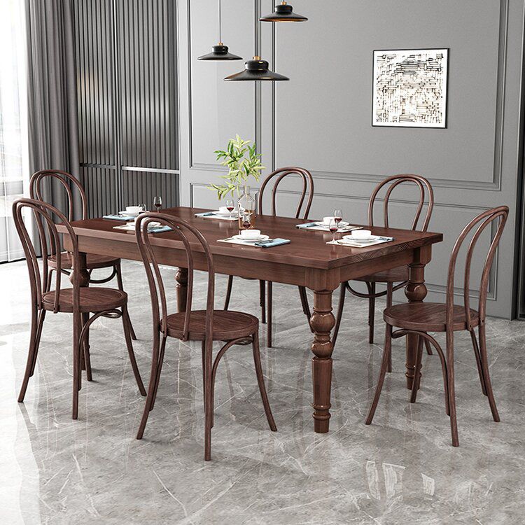 1/4/5/7 Pieces Dining Room Set Traditional Natural 4 Legs Table with Windsor Chairs Clearhalo 'Dining Room Sets' 'Dining Tables & Seating' 'dining_room_set' 'furn' 'furn_dining_room_set' 'Furniture' 'furniture_dining_room_set' 'Kitchen & Dining Furniture' 'kitchen&dining_furn' 'kitchen' 1200x1200_838cf14f-e277-4f19-b024-a96e2b5df972
