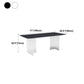 Rectangular Stone White-gray Dining Table Modern Furniture with Acrylic Double Pedestal