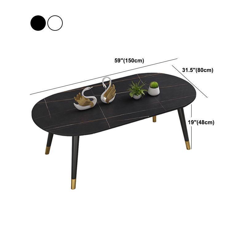 Elliptical Stone Top Cocktail Table 4 Legs 1 Single Coffee Table Clearhalo 'Coffee & Accent Tables' 'Coffee Tables' 'coffee_tables' 'furn' 'furn_coffee_tables' 'Furniture' 'Living Room Furniture' 1200x1200_838f6a9c-9f7c-4301-a235-566f2fdaebd1