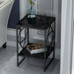 Modern Slate Corner Table Square Side End Table for Living Room