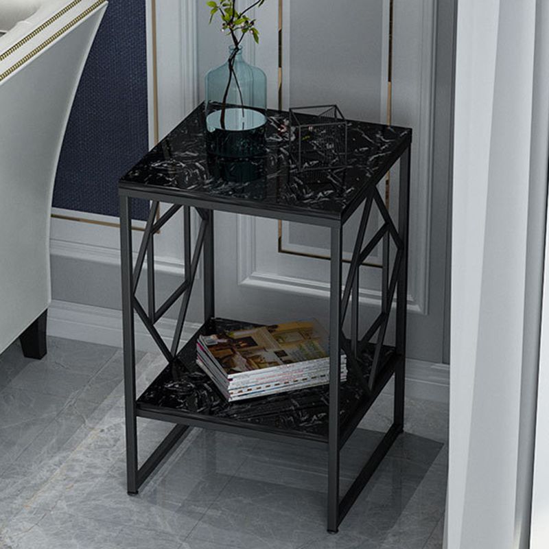 Modern Slate Corner Table Square Side End Table for Living Room