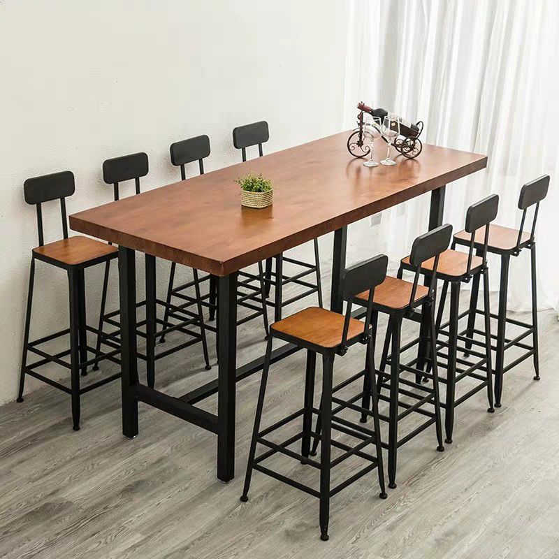 Modern Bar Dining Table Rectangle Bar Solid Wood Table in Brown Clearhalo 'Bar Furniture' 'Bar Tables' 'bar_tables' 'furn' 'furn_bar_tables' 'Furniture' 'Kitchen & Dining Furniture' 1200x1200_838fe735-7d1d-4e4f-8ddc-efc249f51d4c