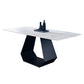 Table à manger rectangulaire à base noire, Table moderne en pierre pour salle à manger