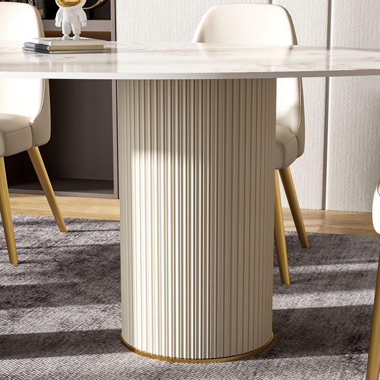 Oval Shape Luxury Kitchen Table Sintered Stone Fixed Desk for Dining Room