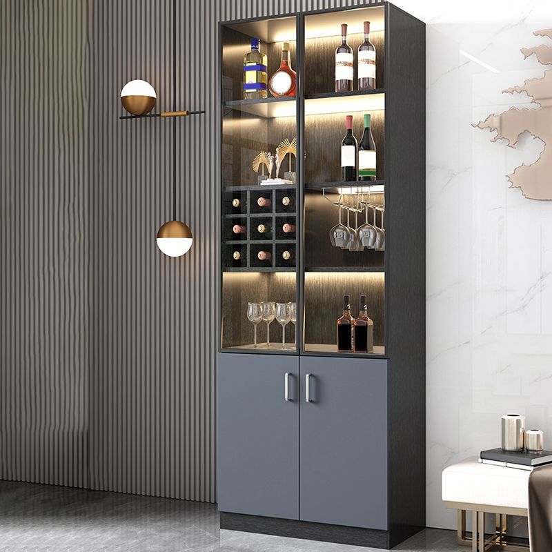 Contemporary Glass Doors Display Stand Faux Wood Hutch Buffet for Bedroom Clearhalo 'Display & China Cabinets' 'display_china_cabinets' 'furn' 'furn_display_china_cabinets' 'Furniture' 'Kitchen & Dining Furniture' 1200x1200_83911fae-06c6-45c3-9127-fe8533f73db2