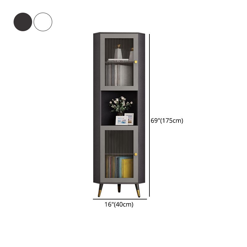 Corner Wood Accent Cabinet with 2 Doors in White/Grey Cabinet Clearhalo 'Cabinets & Chests' 'cabinets_chests' 'furn' 'furn_cabinets_chests' 'Furniture' 'Living Room Furniture' 1200x1200_8391288b-f734-4741-a402-5760a6f85d89