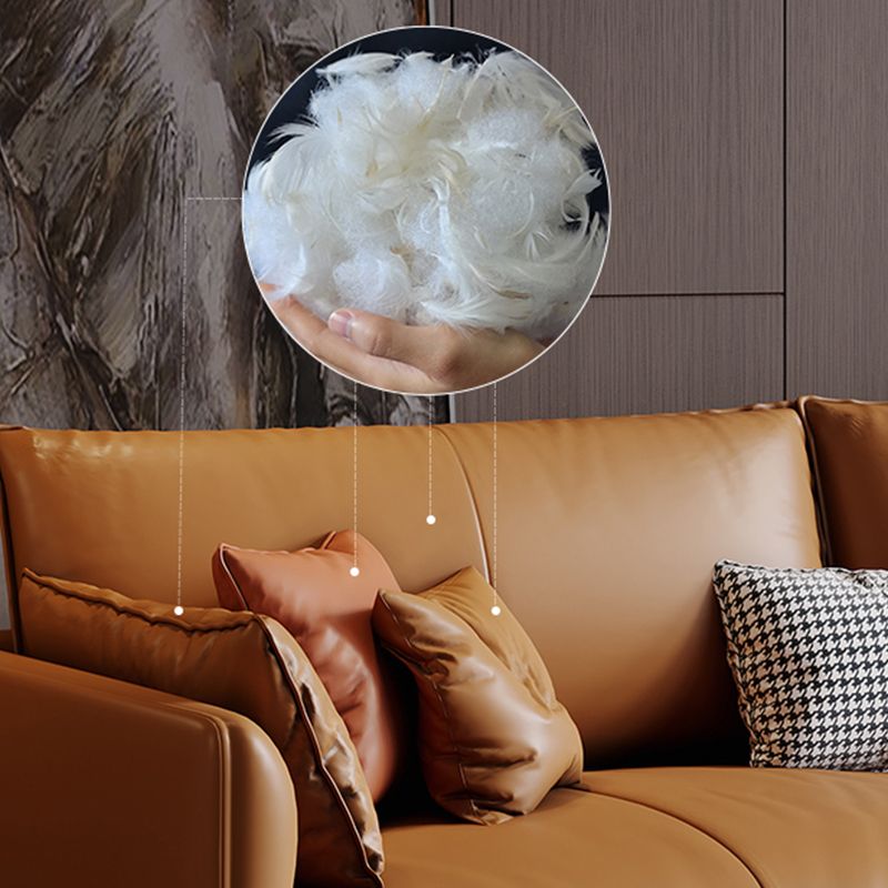 Mid-Century Modern Pillow Top Arm Sectional 33.46"H Cushion Back Sofa,Tan Clearhalo 'furn' 'furn_sectionals' 'Furniture' 'furniture_sectionals' 'Living Room Furniture' 'Sectionals' 1200x1200_83944d17-9b89-44af-936d-dab406b3879b