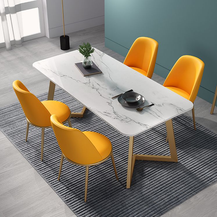 Metal Traditional Luxury Rectangle Indoor Table Sintered Stone Table with Sled Base Clearhalo ' dining_table' 'Dining Tables & Seating' 'Dining Tables' 'furn' 'furn_dining_table' 'Furniture' 'furniture_dining_table' 'Kitchen & Dining Furniture' 'kitchen&dining_furn' 'kitchen' 'kitchen_dining_table' 1200x1200_8394f260-9356-49ee-b910-57916e30d948