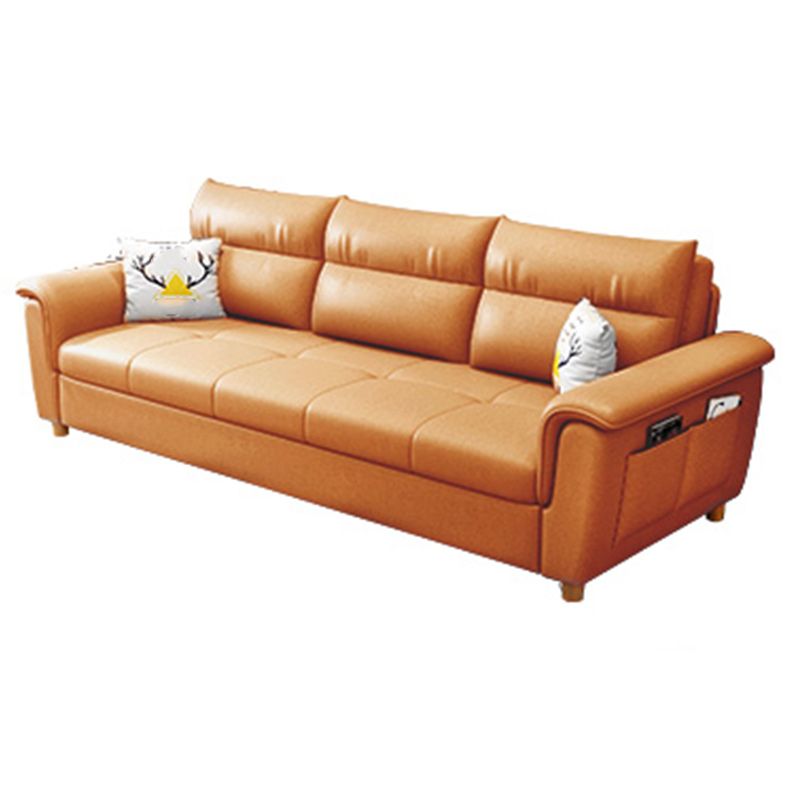Flared Arms Sleeper Sofa Faux Leather Upholstered Futon Sleeper Sofa Clearhalo 'furn' 'furn_futons' 'Furniture' 'Futons & Daybeds' 'Futons' 'Living Room Furniture' 1200x1200_839867bc-31bf-4269-8d91-3fcffdd45c84
