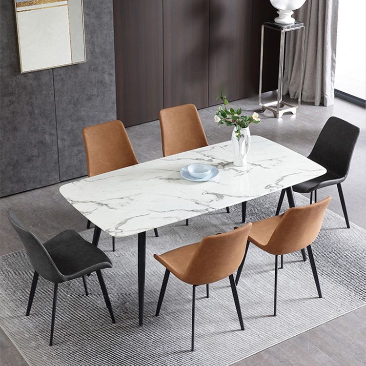 Moderner einfacher Armstuhl Kunstleder Essstuhl für Esszimmer