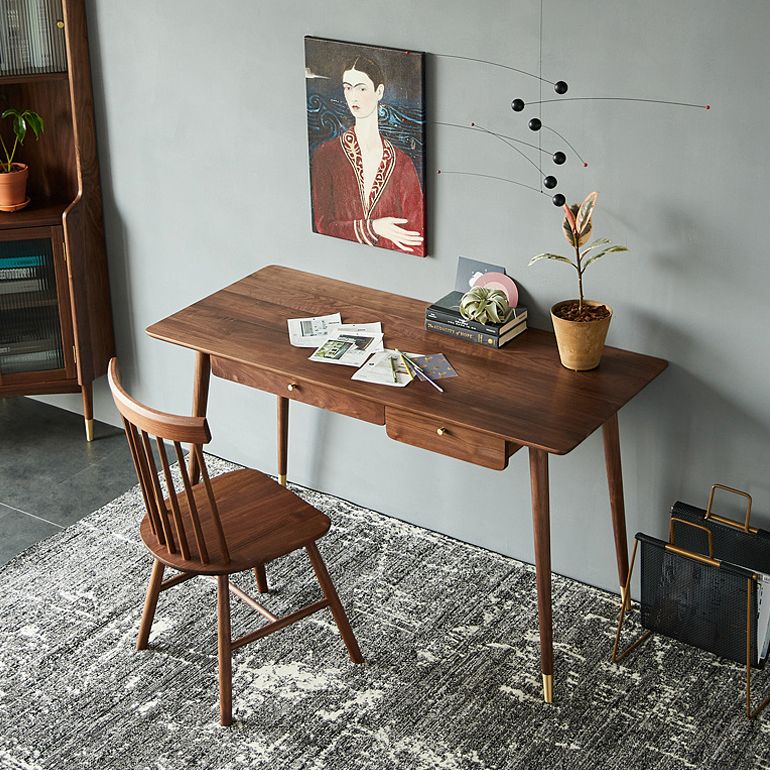 Brown Writing Desk Glam Style Solid Wood Dormitory Office Desk with Drawer Clearhalo 'furn' 'furn_office_desk' 'Furniture' 'Office Desks' 'Office Furniture' 'office_desk' 1200x1200_83992cd4-4359-40b9-b2a3-6d8a4bf5ccc2