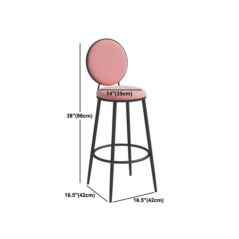 Scandinavian Metal Barstool Fabric Upholstered Counter Stool in Matte Finish Indoor