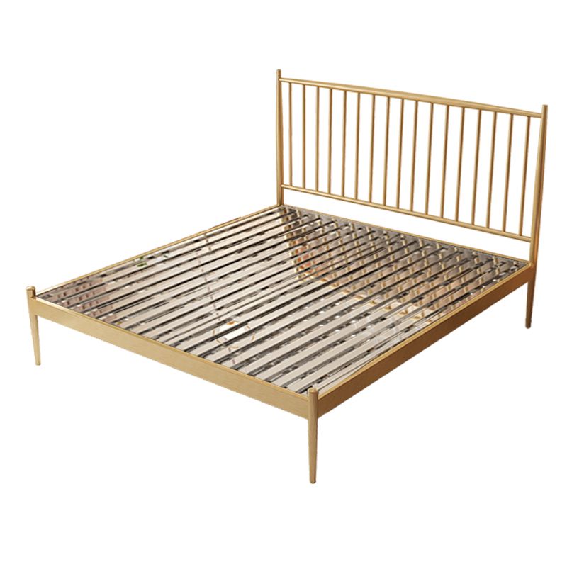 Glam Metal Slat Bed with Headboard Standard Bed with Metal Legs in Gold Clearhalo 'Bedroom Furniture' 'Beds' 'furn' 'furn_beds' 'Furniture' 1200x1200_839a0c24-aa6e-41ed-80fc-920d6b6db39e