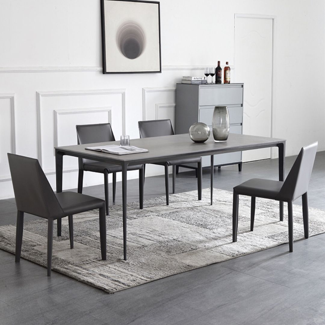 Standard Sintered Stone Top Dining Set with 4 Black Metallic Legs for Dining Furniture Clearhalo 'Dining Room Sets' 'Dining Tables & Seating' 'dining_room_set' 'furn' 'furn_dining_room_set' 'Furniture' 'furniture_dining_room_set' 'Kitchen & Dining Furniture' 'kitchen&dining_furn' 'kitchen' 1200x1200_839a51cc-d054-45e8-83ce-b8b984ef04e2