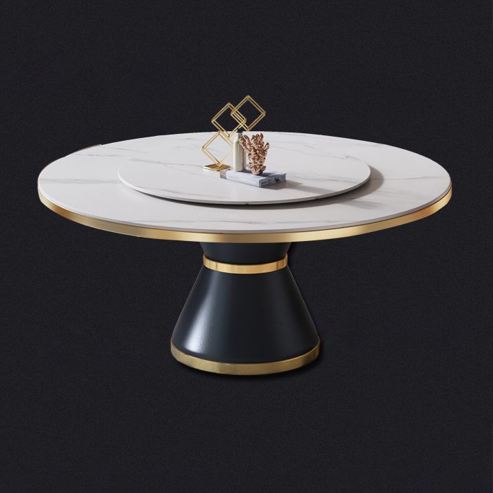 Contemporary Sintered Stone Dining Table Round Table with Metallic Base Clearhalo ' dining_table' 'Dining Tables & Seating' 'Dining Tables' 'furn' 'furn_dining_table' 'Furniture' 'furniture_dining_table' 'Kitchen & Dining Furniture' 'kitchen&dining_furn' 'kitchen' 'kitchen_dining_table' 1200x1200_83a0b769-192c-4a28-93ff-9e4f6985ebde