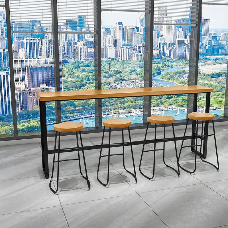 1/5 pièces Industrial Iron Bar Table Set Rectangle Pine Wood Top Bistro Set avec reproche