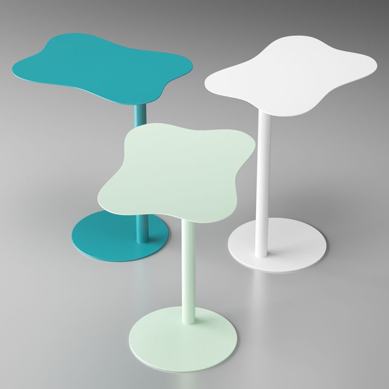 Mid-Century End Slide Table Minimalist Metal Pedestal Sofa Corner Table