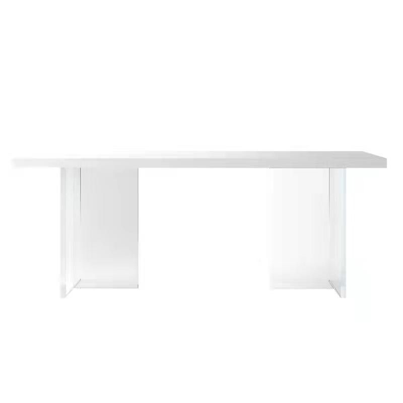 Rectangle Dining Table Stone Dining Table with Acrylic Double Pedestal