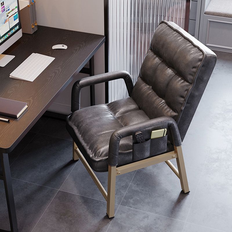 Modern Padded Arms Desk Chair Mid Back Home Office Chair No Wheels Clearhalo 'furn' 'furn_office_chair' 'Furniture' 'Office Chairs' 'Office Furniture' 'office_chair' 1200x1200_83a62567-ee87-4018-ae18-89dcd8745e47