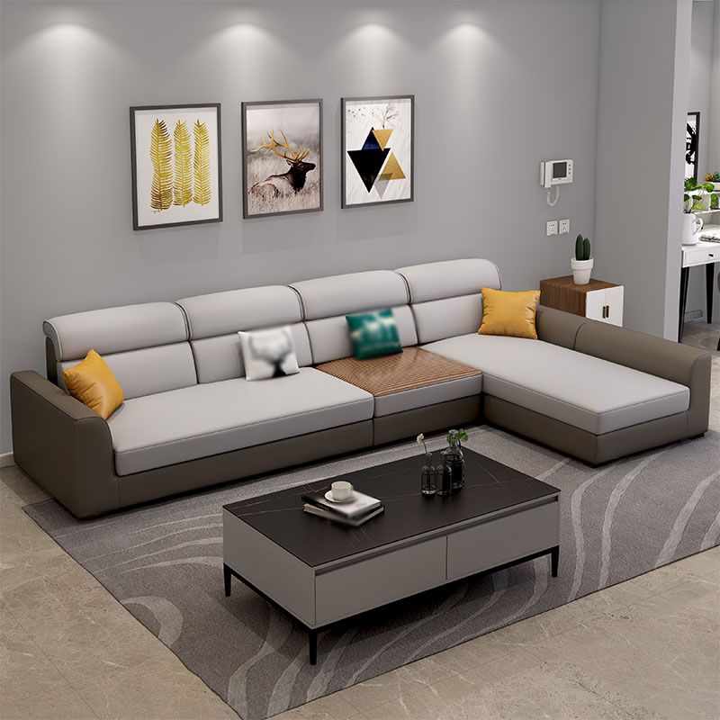 125.98"D x 70.87"W x 25.43"H Fabric Tuxedo Arm Sectional Sofa with Slipcovered Clearhalo 'furn' 'furn_sectionals' 'Furniture' 'furniture_sectionals' 'Living Room Furniture' 'Sectionals' 1200x1200_83aaa339-28b3-416e-8cb6-c92a2a9501c4