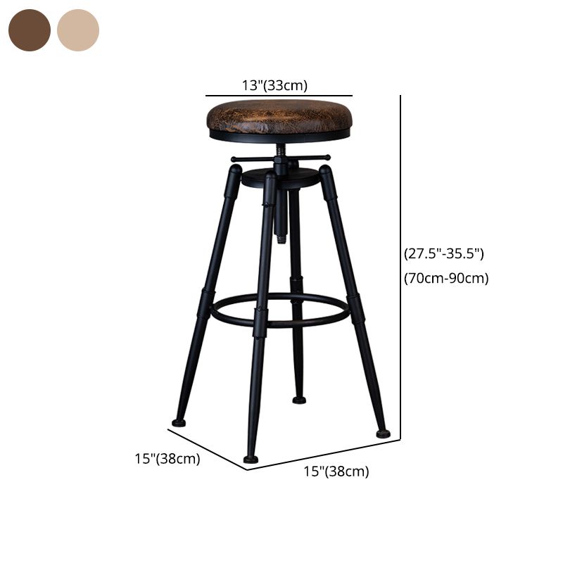 Industrial Adjustable Height Footrest Iron Bar Stool 27.55" Kitchen Stool with Black Legs Clearhalo 'Bar Furniture' 'Bar Stools' 'bar_stools' 'furn' 'furn_bar_stools' 'furniture_bar_stools' 'Kitchen & Dining Furniture' 'kitchen&dining_furn' 'kitchen' 'kitchen_furn' Furniture' 1200x1200_83aed1f9-2b49-4290-9353-abde157d9d94