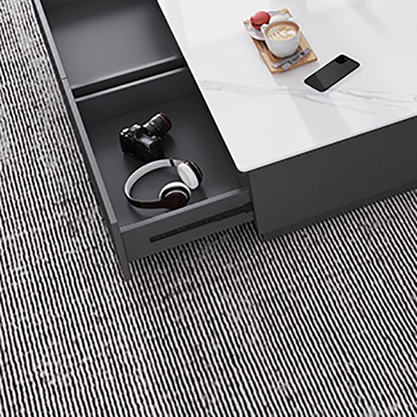 Tavolino da cocktail al caffè rettangolare in ardesia bianca con archiviazione