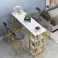 Mesa industrial rectangular con altura de barra, mesa de bar de madera sintética con base de almacenamiento